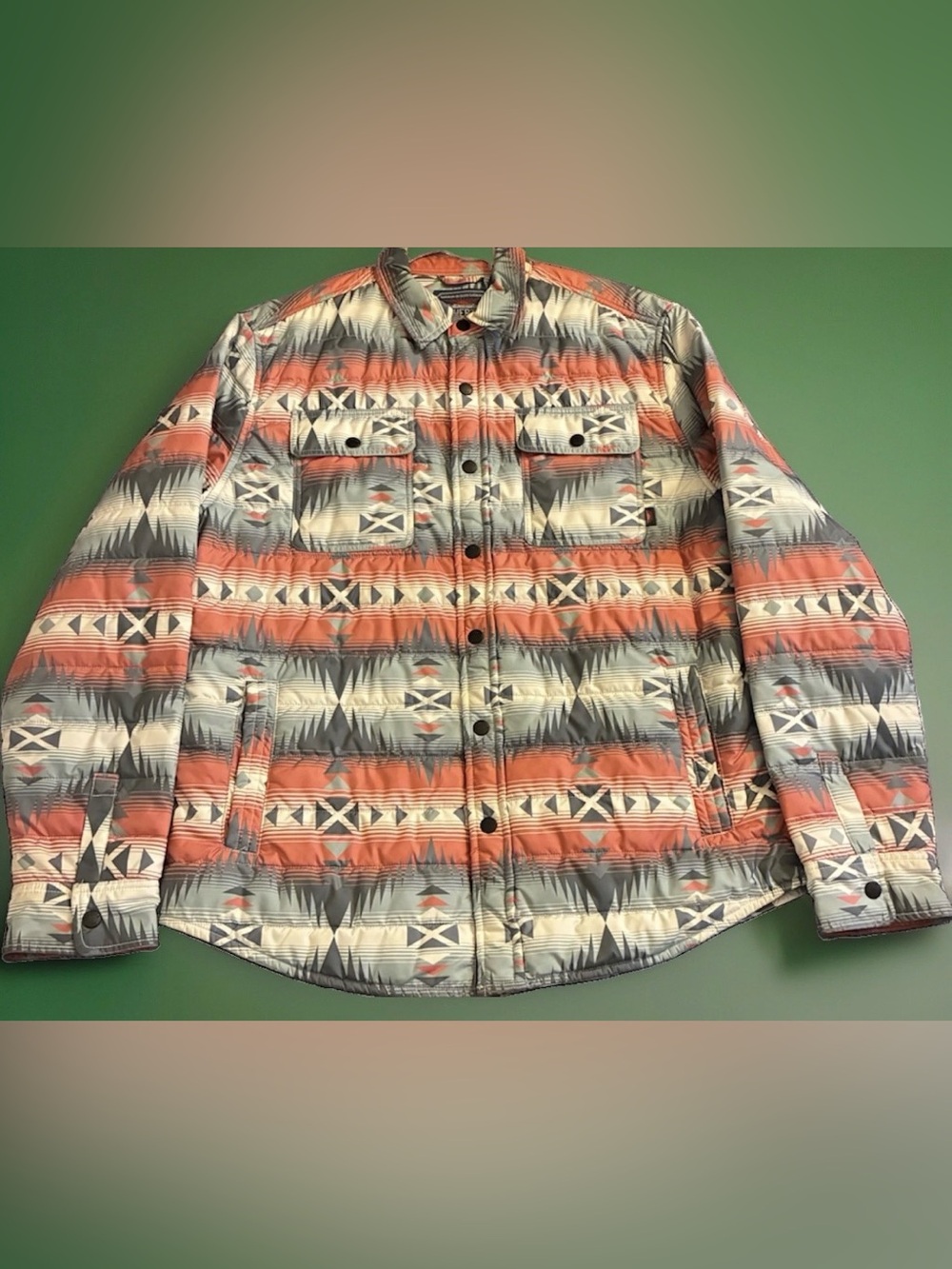 Faherty Atmosphere Quilted Shirt Jacket Men’s Southwestern Aztec Print - LARGE